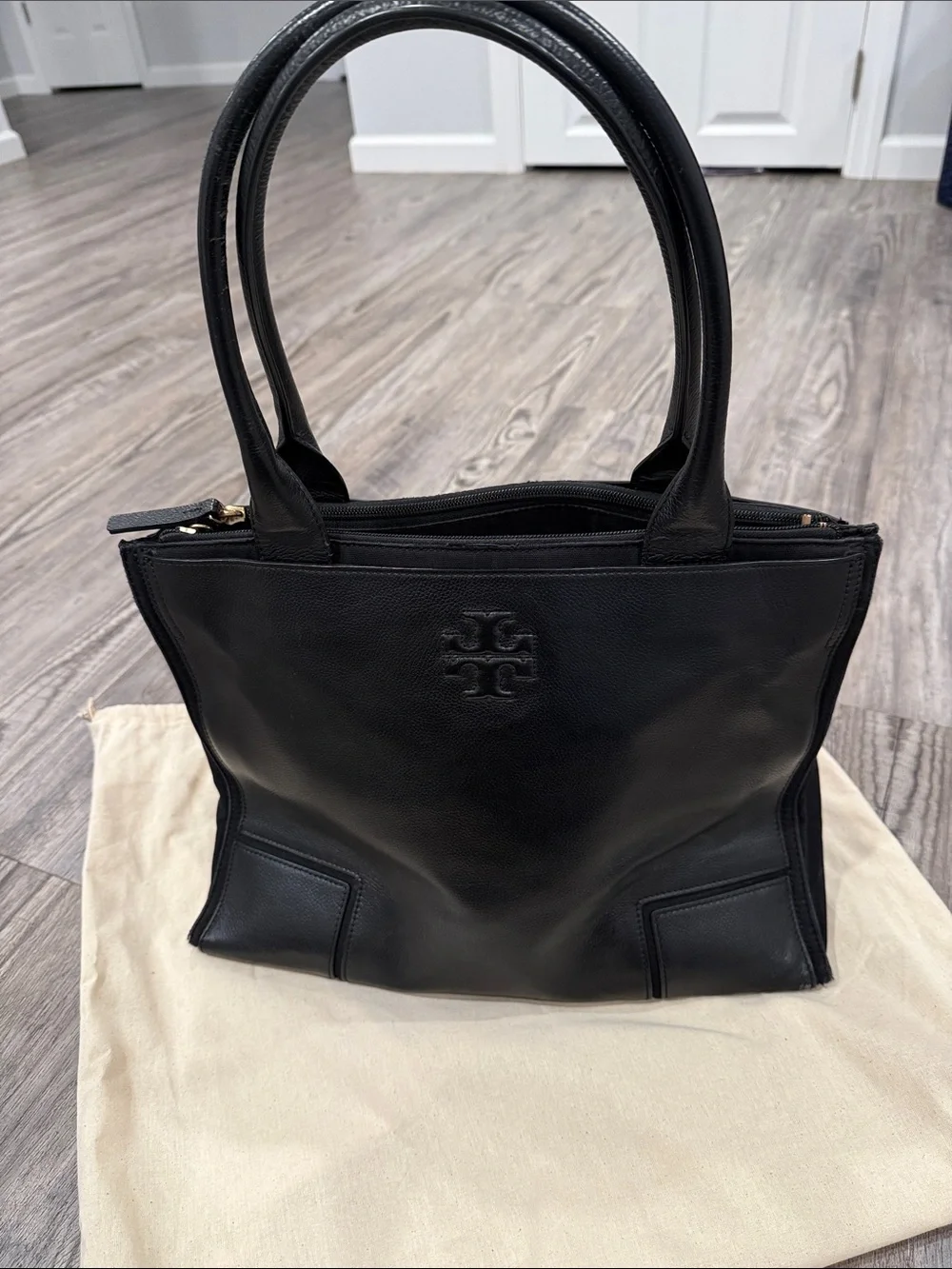Tory Burch Ella Black Leather Tote Bag